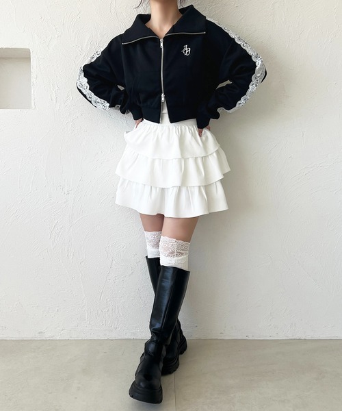 apres jour(アプレジュール)の「オフショルレーストラックジャケット(ジャージ・レディース・ネイビー/ブラック/アイボリー・X-LARGE/フリー)」の9枚目の写真