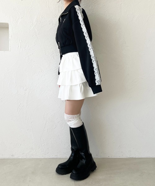 apres jour(アプレジュール)の「オフショルレーストラックジャケット(ジャージ・レディース・ネイビー/ブラック/アイボリー・X-LARGE/フリー)」の10枚目の写真