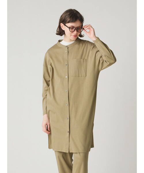 MidiUmi(ミディウミ)の「MidiUmi HOME ロングシャツ(シャツ/ブラウス・レディース・カーキ/ブラック・FREE)」の1枚目の写真
