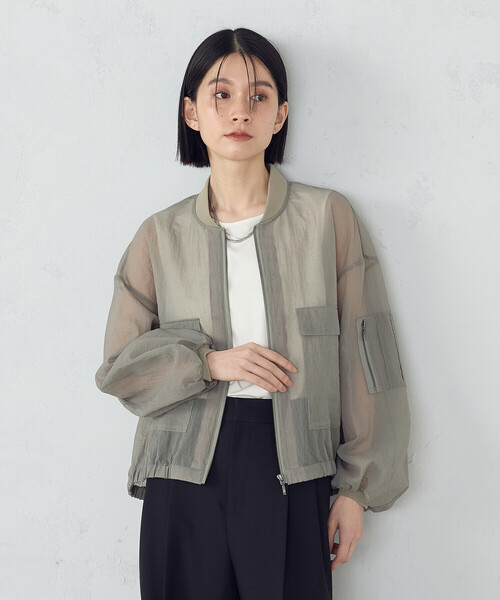 COMME CA ISM（コムサイズム）の「シアー リップストップMA-1 ブルゾン（ブルゾン・レディース・ブラック/カーキ・MEDIUM/LARGE）」の2枚目の写真