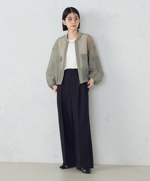 COMME CA ISM（コムサイズム）の「シアー リップストップMA-1 ブルゾン（ブルゾン・レディース・ブラック/カーキ・MEDIUM/LARGE）」の16枚目の写真