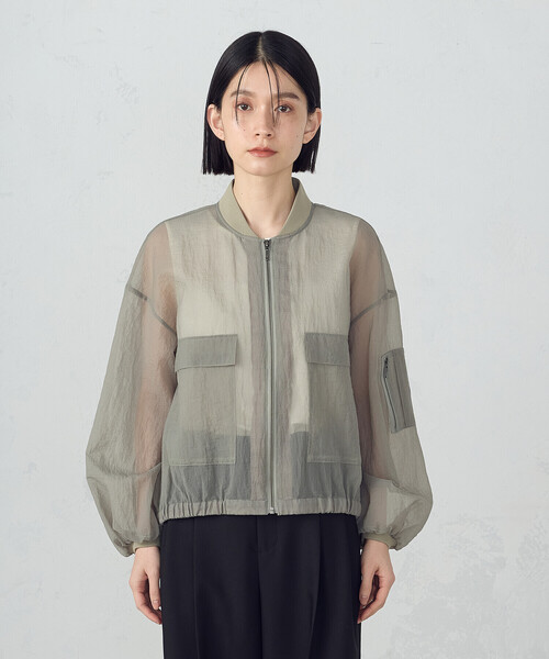 COMME CA ISM（コムサイズム）の「シアー リップストップMA-1 ブルゾン（ブルゾン・レディース・ブラック/カーキ・MEDIUM/LARGE）」の5枚目の写真