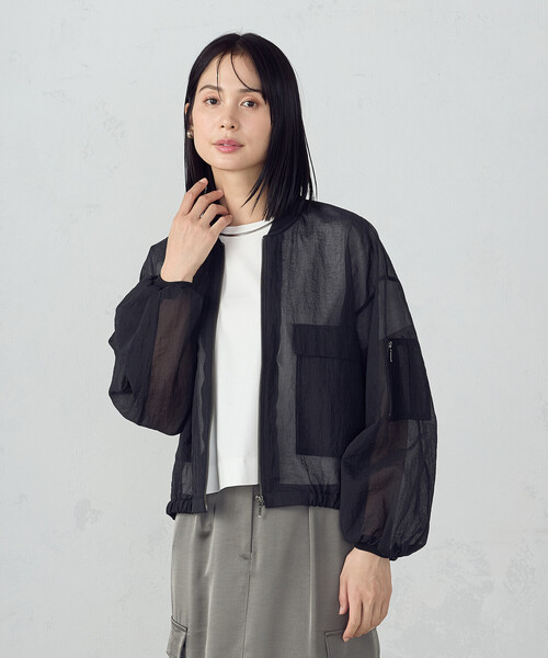 COMME CA ISM（コムサイズム）の「シアー リップストップMA-1 ブルゾン（ブルゾン・レディース・ブラック/カーキ・MEDIUM/LARGE）」の14枚目の写真