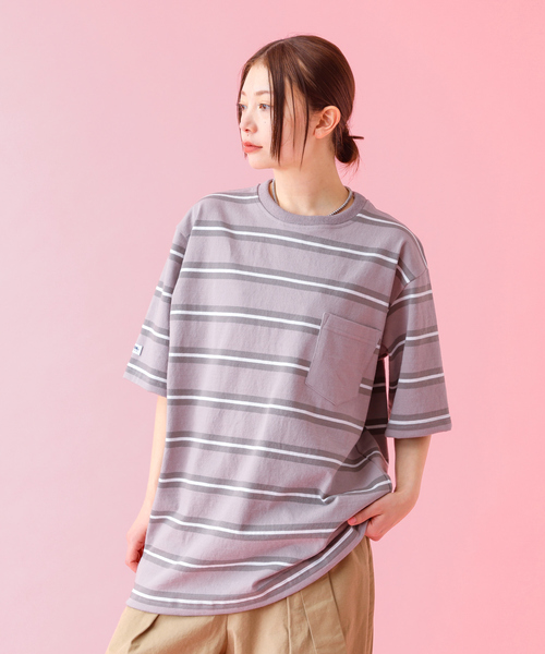 Barbarian(バーバリアン)の「【BARBARIAN / バーバリアン】XSE-16 17 Light Weight Pocket Crew Neck/半袖/ボーダー/ユニセックス【WEB限定】(Tシャツ/カットソー・メンズ・グレー/ネイビー・S/M/L/XL)」の1枚目の写真