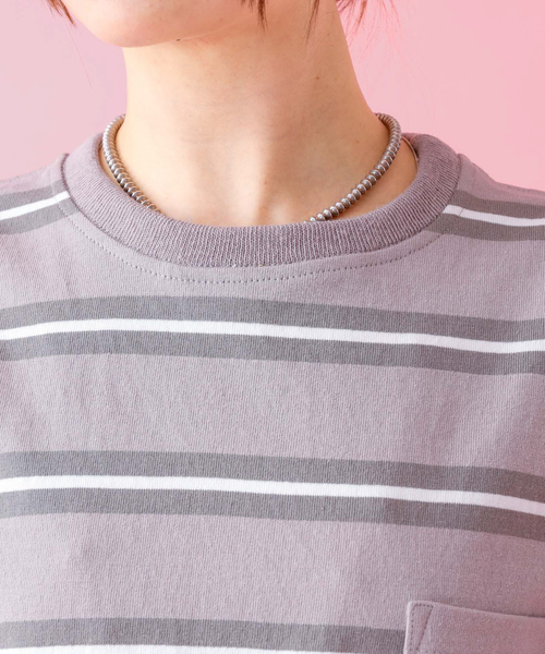 Barbarian(バーバリアン)の「【BARBARIAN / バーバリアン】XSE-16 17 Light Weight Pocket Crew Neck/半袖/ボーダー/ユニセックス【WEB限定】(Tシャツ/カットソー・メンズ・グレー/ネイビー・S/M/L/XL)」の13枚目の写真