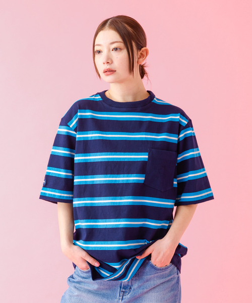 Barbarian(バーバリアン)の「【BARBARIAN / バーバリアン】XSE-16 17 Light Weight Pocket Crew Neck/半袖/ボーダー/ユニセックス【WEB限定】(Tシャツ/カットソー・メンズ・グレー/ネイビー・S/M/L/XL)」の5枚目の写真