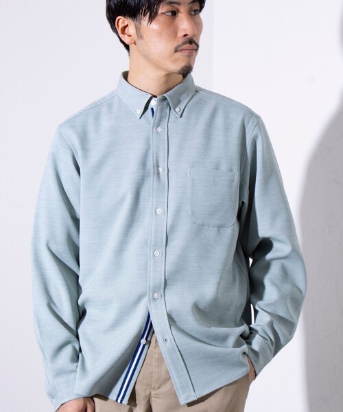 GLOSTER(グロスター)の「【ビジカジ対応】【GLOSTER/グロスター】ニットテープ 鹿の子 ボタンダウンシャツ(シャツ/ブラウス・メンズ・ホワイト/ネイビー/ミント・S/L/M)」の9枚目の写真