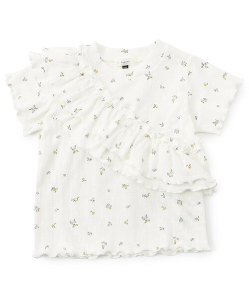 Seraph（セラフ）の「【ジュニア対応】リブフリル半袖トップス（Tシャツ/カットソー・キッズ・ピンク/ネイビー/オフホワイト・80/90/100/110/120/130/140）」の2枚目の写真