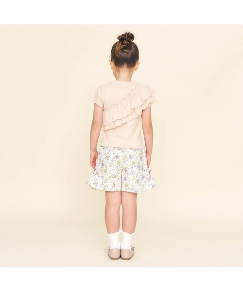 Seraph（セラフ）の「【ジュニア対応】リブフリル半袖トップス（Tシャツ/カットソー・キッズ・ピンク/ネイビー/オフホワイト・80/90/100/110/120/130/140）」の5枚目の写真