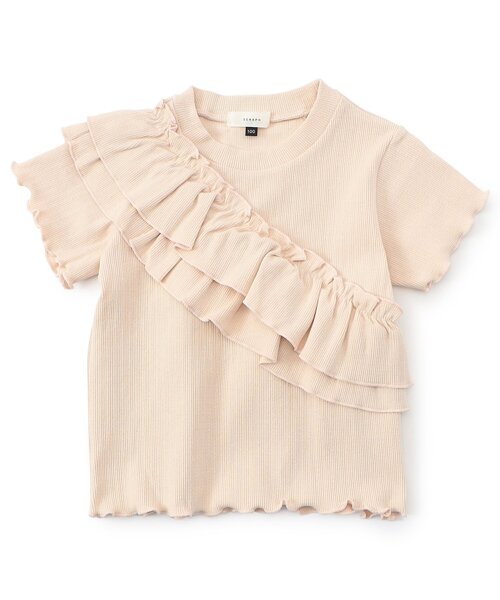 Seraph（セラフ）の「【ジュニア対応】リブフリル半袖トップス（Tシャツ/カットソー・キッズ・ピンク/ネイビー/オフホワイト・80/90/100/110/120/130/140）」の6枚目の写真