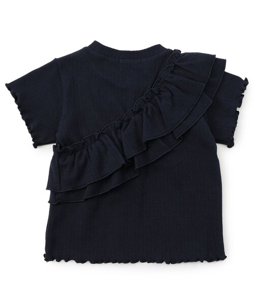 Seraph（セラフ）の「【ジュニア対応】リブフリル半袖トップス（Tシャツ/カットソー・キッズ・ピンク/ネイビー/オフホワイト・80/90/100/110/120/130/140）」の8枚目の写真