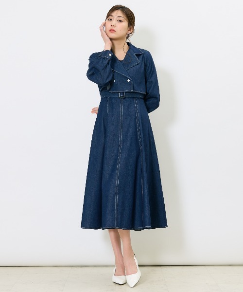 AND COUTURE(アンドクチュール)の「トレンチライクアンサンブルワンピース(セットアップ・レディース・ベージュ/ネイビー/オレンジ/グリーン・FREE)」の3枚目の写真