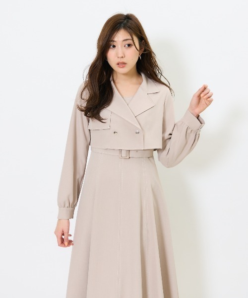 AND COUTURE(アンドクチュール)の「トレンチライクアンサンブルワンピース(セットアップ・レディース・ベージュ/ネイビー/オレンジ/グリーン・FREE)」の12枚目の写真