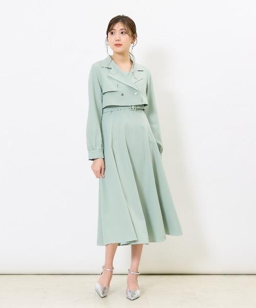 AND COUTURE(アンドクチュール)の「トレンチライクアンサンブルワンピース(セットアップ・レディース・ベージュ/ネイビー/オレンジ/グリーン・FREE)」の16枚目の写真