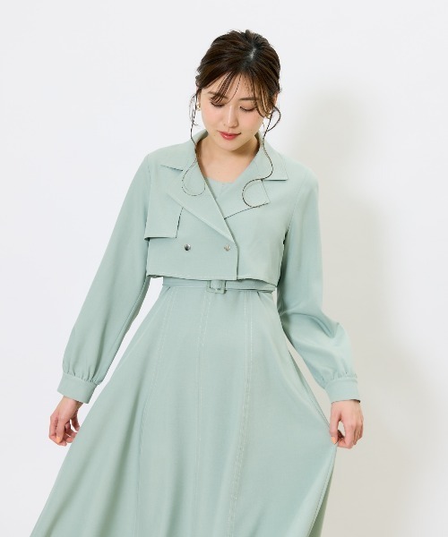 AND COUTURE(アンドクチュール)の「トレンチライクアンサンブルワンピース(セットアップ・レディース・ベージュ/ネイビー/オレンジ/グリーン・FREE)」の14枚目の写真