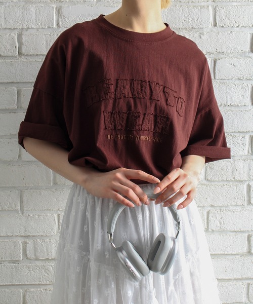 SpRay(スプレイ)の「貼付ロゴBIG Tシャツ(Tシャツ/カットソー・レディース・ホワイト/チャコールグレー/ベージュ/ネイビー/ボルドー・FREE)」の12枚目の写真