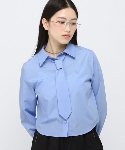 3.3 Field Trip （3.3フィールドトリップ）の「3.3Field Trip／タイツキショートシャツ（シャツ/ブラウス・レディース・ブルー/ホワイト・FREE）」の2枚目の写真