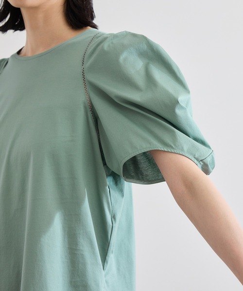 ROPE'(ロペ)の「【洗える】クリア天竺ボリュームスリーブプルオーバー【お仕事・通勤対応】(Tシャツ/カットソー・レディース・ホワイト/ブラック/ブルー/カーキ・FREE)」の11枚目の写真