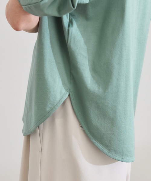 ROPE'(ロペ)の「【洗える】クリア天竺ボリュームスリーブプルオーバー【お仕事・通勤対応】(Tシャツ/カットソー・レディース・ホワイト/ブラック/ブルー/カーキ・FREE)」の12枚目の写真