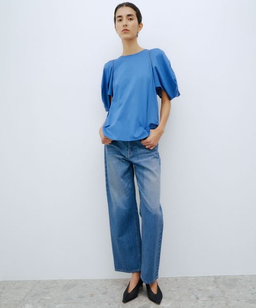 ROPE'(ロペ)の「【洗える】クリア天竺ボリュームスリーブプルオーバー【お仕事・通勤対応】(Tシャツ/カットソー・レディース・ホワイト/ブラック/ブルー/カーキ・FREE)」の18枚目の写真