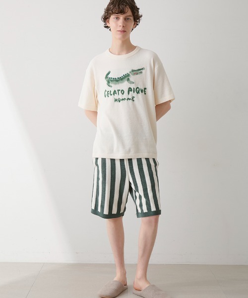 大人気!! gelato pique エアリーモコ ストライプハーフパンツ セール】【HOMME】エアリーモコ ストライプハーフパンツ（ルーム