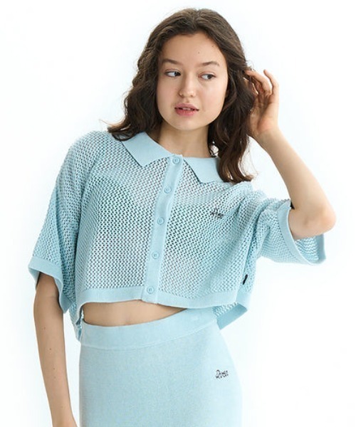 ブラウス シャツ RVCA/ルーカ ニットシャツ メッシュ ショート丈 BF04C-850 レディース RVCA/ルーカ ニットシャツ メッシュ ショート丈 BF04C-850