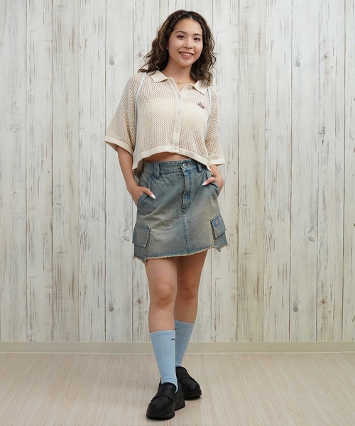 RVCA(ルーカ)の「RVCA/ルーカ ニットシャツ メッシュ ショート丈 BF04C-850(シャツ/ブラウス・レディース・アイボリー/ブラック/スカイブルー・S/M)」の17枚目の写真