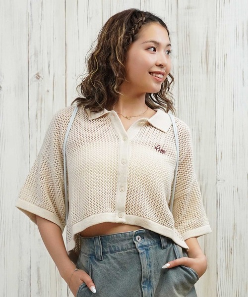 RVCA(ルーカ)の「RVCA/ルーカ ニットシャツ メッシュ ショート丈 BF04C-850(シャツ/ブラウス・レディース・アイボリー/ブラック/スカイブルー・S/M)」の14枚目の写真