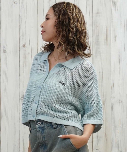 RVCA(ルーカ)の「RVCA/ルーカ ニットシャツ メッシュ ショート丈 BF04C-850(シャツ/ブラウス・レディース・アイボリー/ブラック/スカイブルー・S/M)」の8枚目の写真