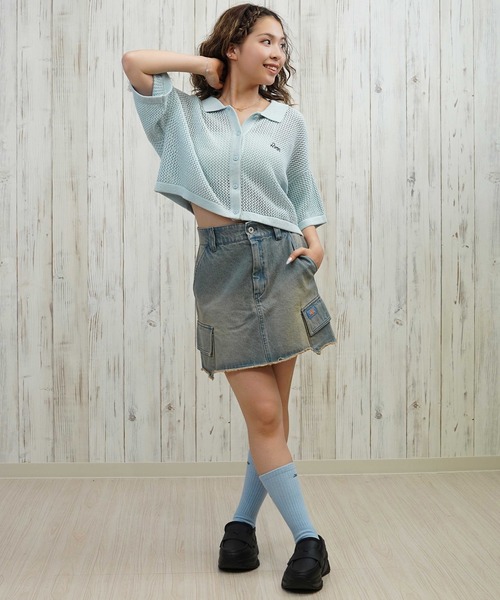 RVCA(ルーカ)の「RVCA/ルーカ ニットシャツ メッシュ ショート丈 BF04C-850(シャツ/ブラウス・レディース・アイボリー/ブラック/スカイブルー・S/M)」の6枚目の写真