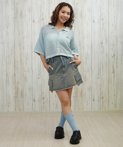 RVCA(ルーカ)の「RVCA/ルーカ ニットシャツ メッシュ ショート丈 BF04C-850(シャツ/ブラウス・レディース・アイボリー/ブラック/スカイブルー・S/M)」の7枚目の写真