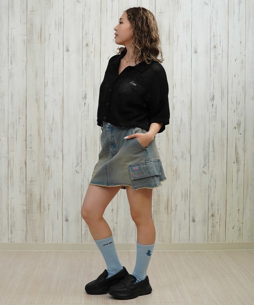 RVCA(ルーカ)の「RVCA/ルーカ ニットシャツ メッシュ ショート丈 BF04C-850(シャツ/ブラウス・レディース・アイボリー/ブラック/スカイブルー・S/M)」の12枚目の写真