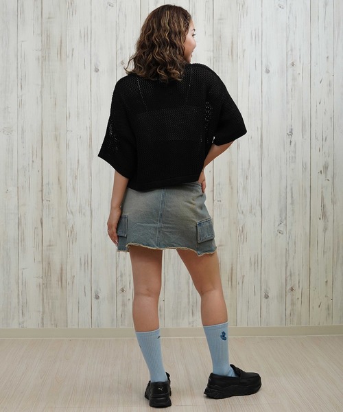 RVCA(ルーカ)の「RVCA/ルーカ ニットシャツ メッシュ ショート丈 BF04C-850(シャツ/ブラウス・レディース・アイボリー/ブラック/スカイブルー・S/M)」の11枚目の写真