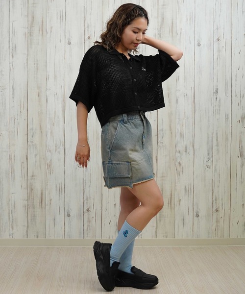 RVCA(ルーカ)の「RVCA/ルーカ ニットシャツ メッシュ ショート丈 BF04C-850(シャツ/ブラウス・レディース・アイボリー/ブラック/スカイブルー・S/M)」の10枚目の写真