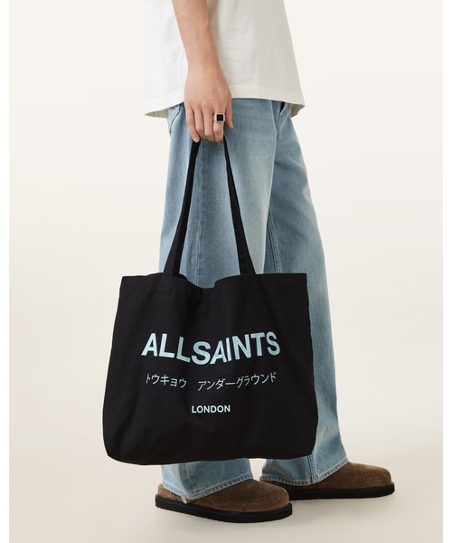 【ALLSAINTS】アンダーグラウンド トートバッグ ブラック UNDERGROUND LOGO PRINTED TOTE BAG | アンダーグラウンド ロゴ