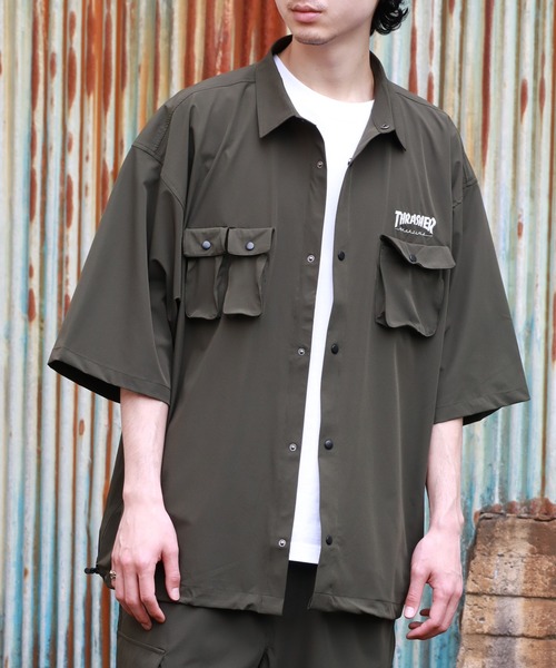 THRASHER(スラッシャー)の「【THRASHER/スラッシャー】 接触冷感 オーバーサイズ ナイロンストレッチ 半袖シャツ(シャツ/ブラウス・メンズ・カーキ/グレイッシュベージュ/ブラック・M/XL/L)」の8枚目の写真
