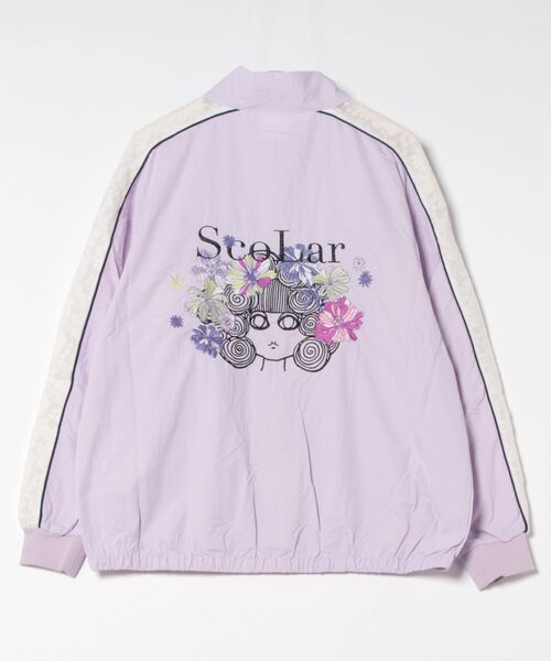 iS ScoLar ブラック　薔薇　刺繍　レース　ゆったり　ロング　ブルゾン セール】151663：スカラー刺繍レース切替ブルゾン（ブルゾン