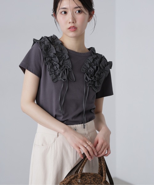 FREE'S MART（フリーズマート）の「◆ダブルフリルドッキングカットソー（Tシャツ/カットソー・レディース・ホワイト/イエロー/グレー・FREE）」の3枚目の写真