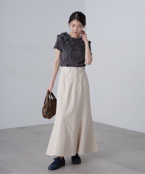 FREE'S MART（フリーズマート）の「◆ダブルフリルドッキングカットソー（Tシャツ/カットソー・レディース・ホワイト/イエロー/グレー・FREE）」の18枚目の写真