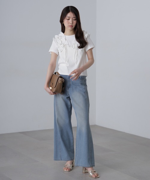 FREE'S MART（フリーズマート）の「◆ダブルフリルドッキングカットソー（Tシャツ/カットソー・レディース・ホワイト/イエロー/グレー・FREE）」の10枚目の写真