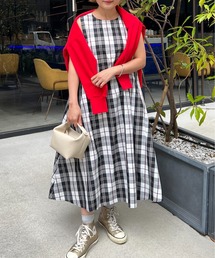 StyleSea | バックジップチェック柄フレアーワンピース(ワンピース)
