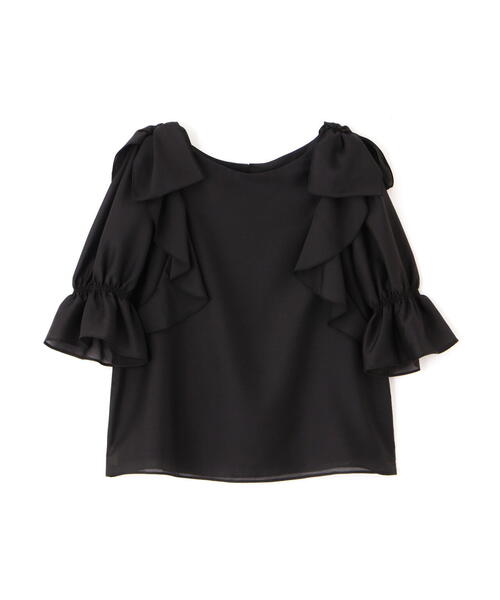 ブラウス シャツ リボンラッフルブラウス５分袖 / 1215110902 レディース リボンラッフルブラウス5分袖 | PROPORTION BODY DRESSING