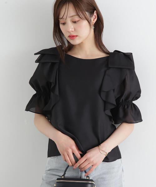 PROPORTION BODY DRESSING（プロポーションボディドレッシング）の「リボンラッフルブラウス５分袖 / 1215110902（シャツ/ブラウス・レディース・ブルー/イエロー/ブラック・SMALL/MEDIUM）」の17枚目の写真