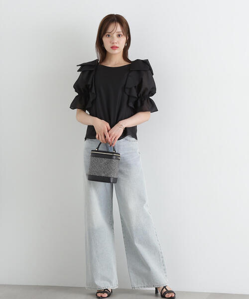 PROPORTION BODY DRESSING（プロポーションボディドレッシング）の「リボンラッフルブラウス５分袖 / 1215110902（シャツ/ブラウス・レディース・ブルー/イエロー/ブラック・SMALL/MEDIUM）」の18枚目の写真