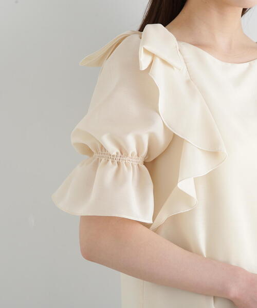 PROPORTION BODY DRESSING（プロポーションボディドレッシング）の「リボンラッフルブラウス５分袖 / 1215110902（シャツ/ブラウス・レディース・ブルー/イエロー/ブラック・SMALL/MEDIUM）」の5枚目の写真