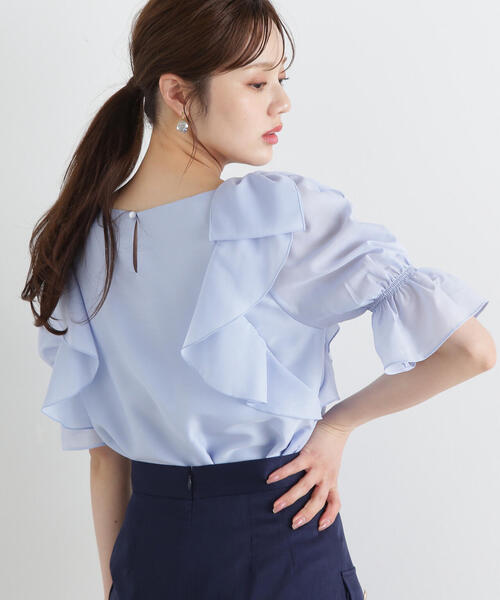 PROPORTION BODY DRESSING（プロポーションボディドレッシング）の「リボンラッフルブラウス５分袖 / 1215110902（シャツ/ブラウス・レディース・ブルー/イエロー/ブラック・SMALL/MEDIUM）」の9枚目の写真