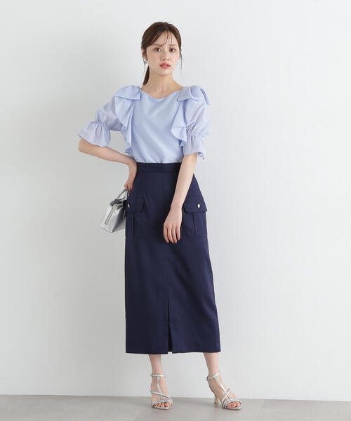 PROPORTION BODY DRESSING（プロポーションボディドレッシング）の「リボンラッフルブラウス５分袖 / 1215110902（シャツ/ブラウス・レディース・ブルー/イエロー/ブラック・SMALL/MEDIUM）」の12枚目の写真