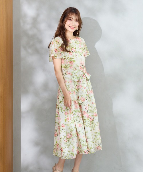 Rose Tiara フリル リボン ワンピース Rose Tiara｜フリルフラワープリーツワンピース | Rakuten