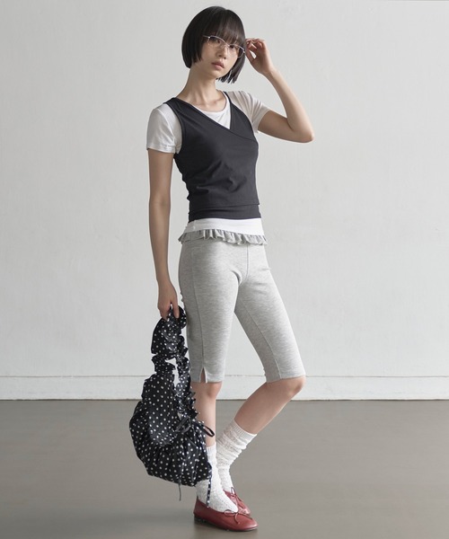 UNE MANSION（ユヌマンション）の「【2WAY仕様クロスバッグ/ハンドバッグ】ドットパターンシャーリングラブリーギャザーバッグ（ショルダーバッグ・レディース・アイボリー/ブラック・ONE SIZE）」の14枚目の写真