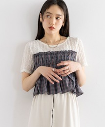 RAGEBLUE | チェックギャザービスチェドッキングシアープルオーバーSS(Tシャツ/カットソー)
